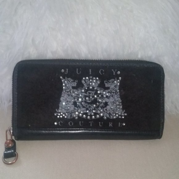 Juicy Couture Y2K zip around Princess rhinestone leather wallet Final Price - Picture 1 of 10
